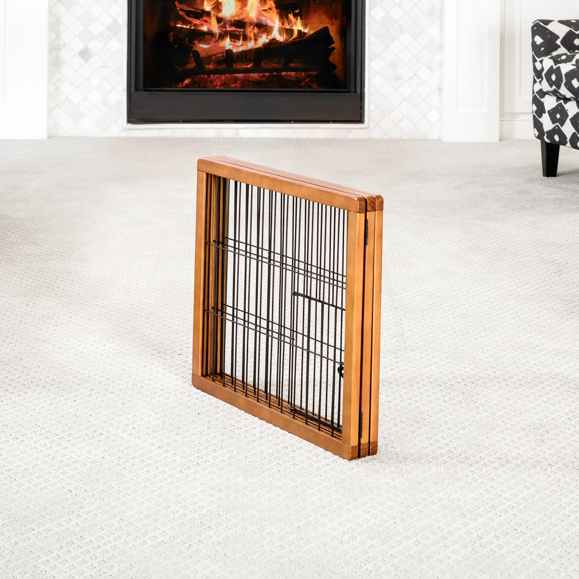 Design Paw Three-Panel Wooden Pet Gate - Image 6